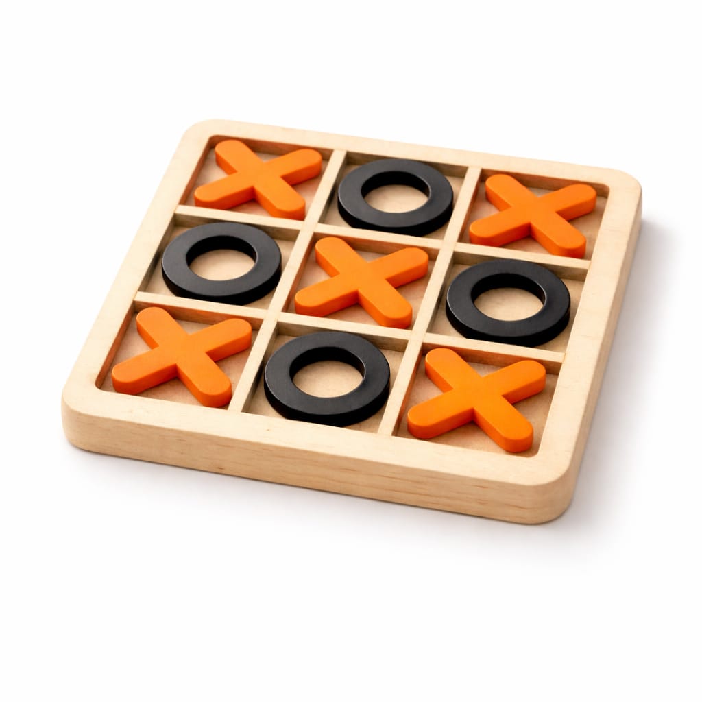 Wooden Tic Tac Toe Game for Kids & Family
