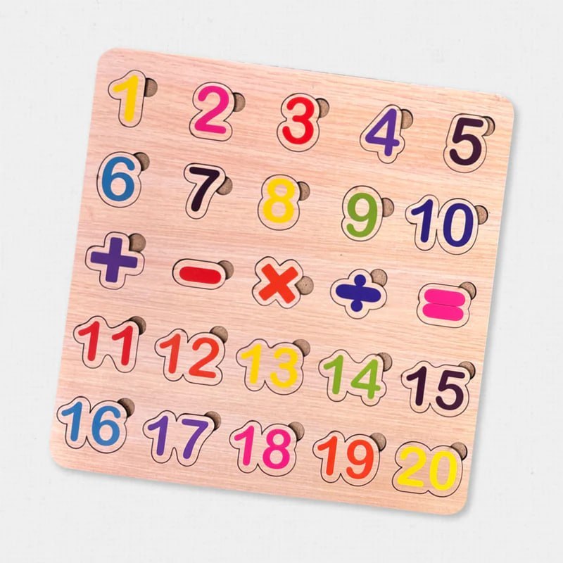 Wooden Number & Math Learning Puzzle Board – Educational Counting and Arithmetic Toy for Kids