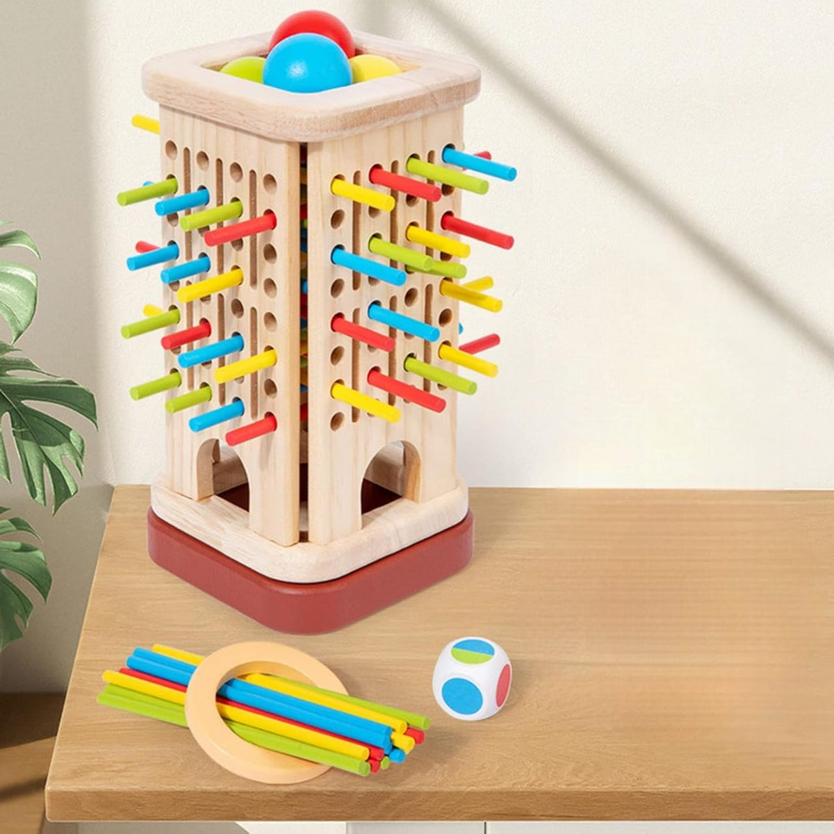 Wooden Colourful Stick & Ball Balance Game – Kids Skill-Building Toy