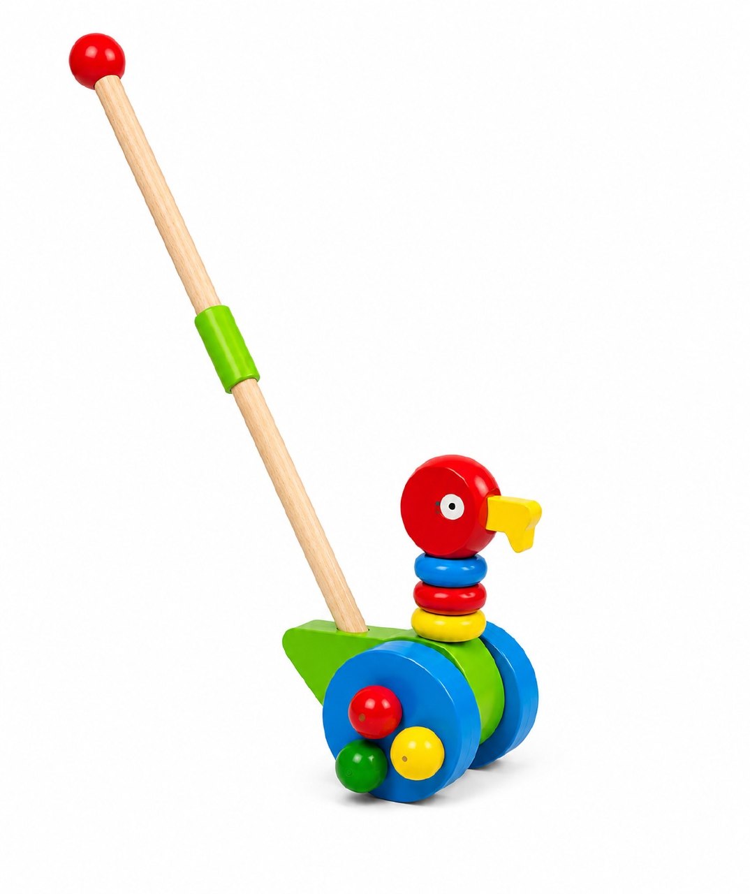 Wooden Pull-Along Duck Toy with Colourful Beads – 52 cm