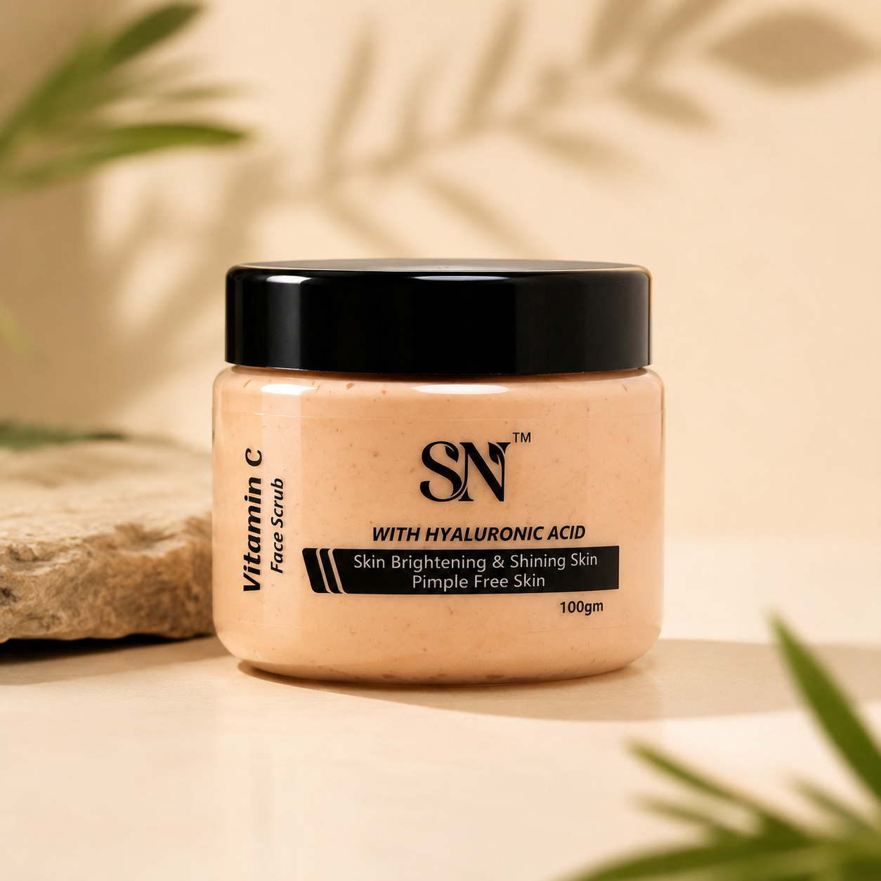 SN Vitamin C Face Scrub with Hyaluronic Acid | Brightening & Deep Cleansing Face Exfoliator for Glowing, Pimple-Free Skin | 100g